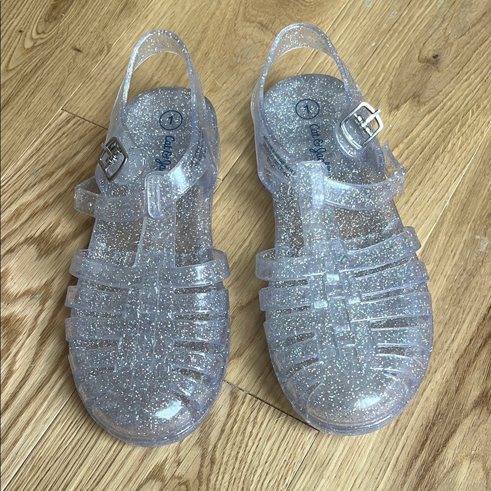 Clear Glitter Jelly Sandals New